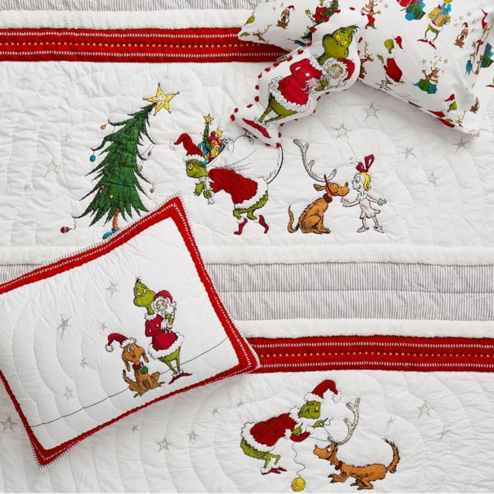 Festive Grinch Holiday Blanket - Red, White, Green